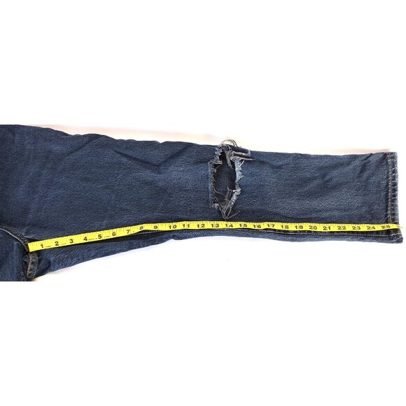 Levi Dark Wash 501 Distressed Button Fly 27x26 - Picture 9 of 12